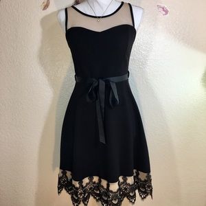Black dress with lace.